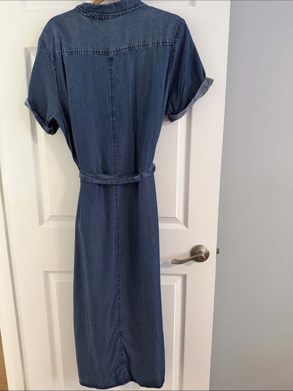 Velvet Heart Indigo Denim Maxi Shirt Dress with Self Tie - size Large - Picture 6 of 11